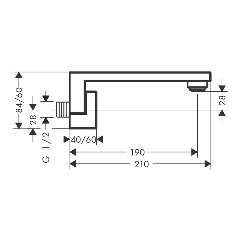 Pipă pentru cadă, Axor, Edge, lungime 19 cm, auriu lucios, 46410990 - 1 | YEO