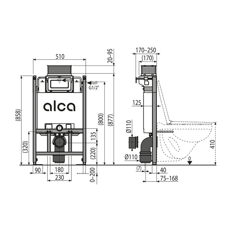 Rezervor WC incastrat, Alcadrain, Sadromodul, cu actionare de sus sau din fata - 1 | YEO