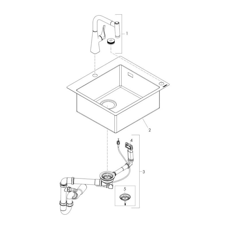 Set chiuvetă bucătărie Hansgrohe, C71-F450-01, cu baterie Select, inox - 3 | YEO