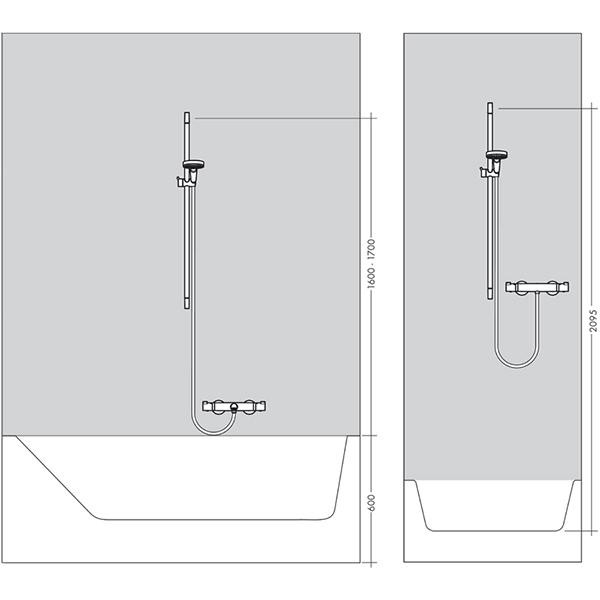 Set de dus cu bara de dus 65 cm, Hansgrohe, Crometta, baterie de dus Ecostat 1001 CL, crom - 2 | YEO