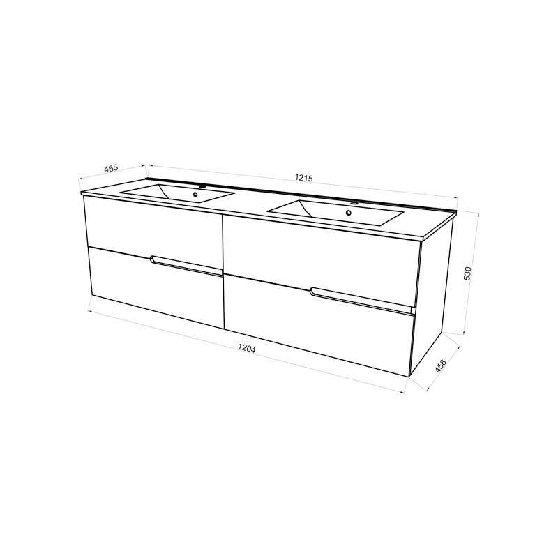 Set mobilier cu lavoar dublu Fluminia, Toledo 120, cu 4 sertare soft close, alb - 1 | YEO