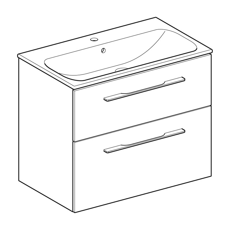 Set mobilier cu lavoar, Geberit, Selnova Square, 80 cm, nuc american hickory deschis - 1 | YEO