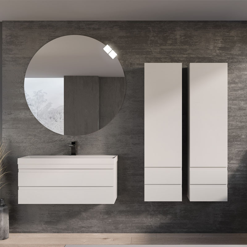 Set mobilier și lavoar suspendat, Kolpasan, Naomi, cu 2 sertare, 100 cm, alb - 1 | YEO