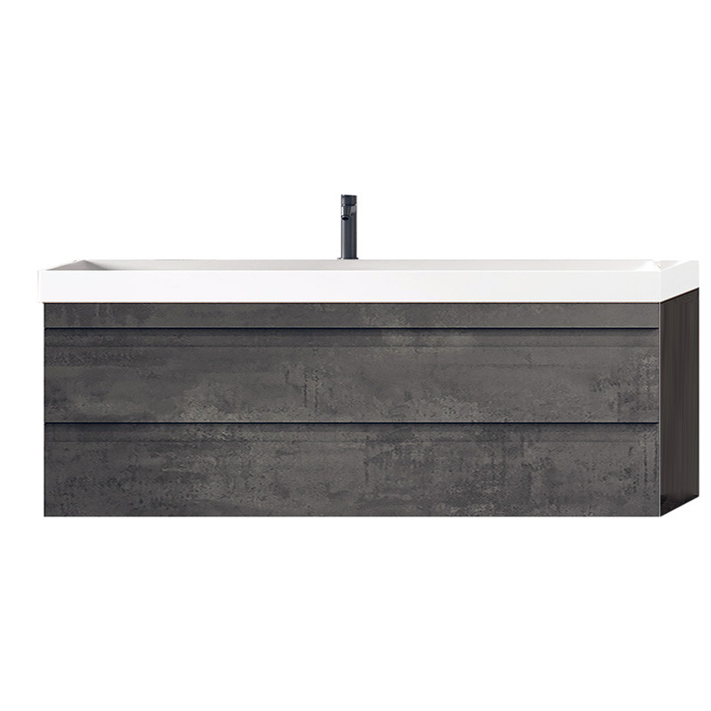 Set mobilier și lavoar suspendat, Kolpasan, Naomi, cu 2 sertare, 120 cm, dark concrete