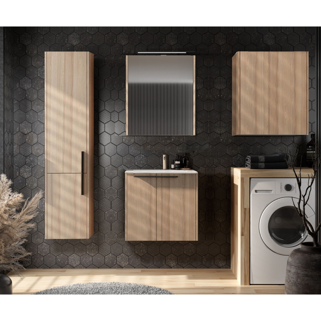 Set mobilier suspendat cu lavoar Kolpasan, Bella 60, 2 uși, coimbra - 1 | YEO