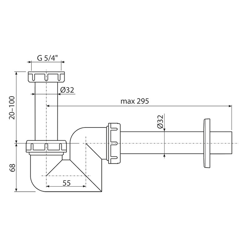 Sifon de lavoar si bideu, Alcadrain, polipropilena, DN32, alb - 1 | YEO