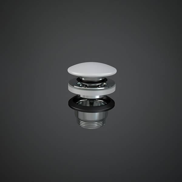 Ventil click clack Rak, Duo, cu capac ceramic, alb mat