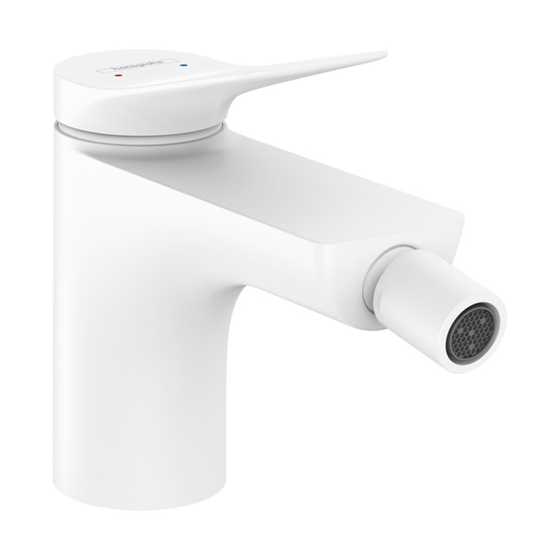 Baterie bideu, Hansgrohe, Vivenis, cu ventil, alb mat