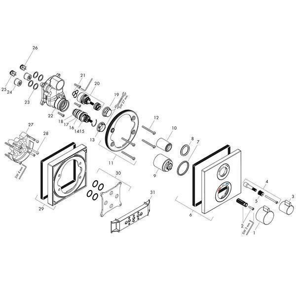 Baterie cada dus cu termostat, Hansgrohe, Ecostat square, Negru mat - 2 | YEO