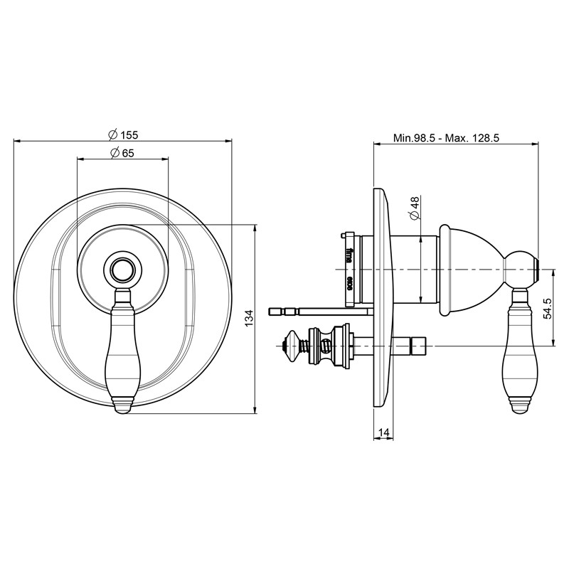 Baterie cadă - duș, FIMA Carlo Frattini, Herend, 2 ieșiri, crom, F5409X2CR - 2 | YEO