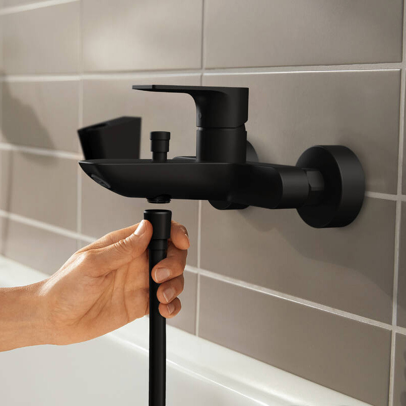 Baterie cada-dus Hansgrohe, Rebris E, negru mat - 1 | YEO