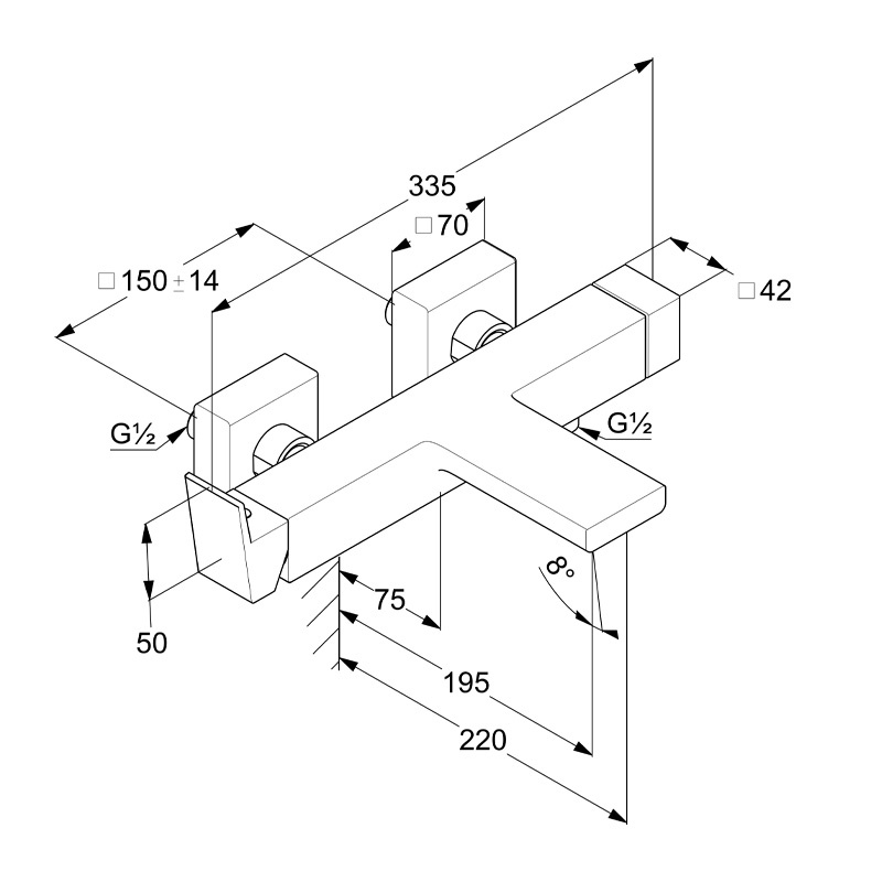 Baterie cadă-duș Kludi, Decus, crom - 1 | YEO
