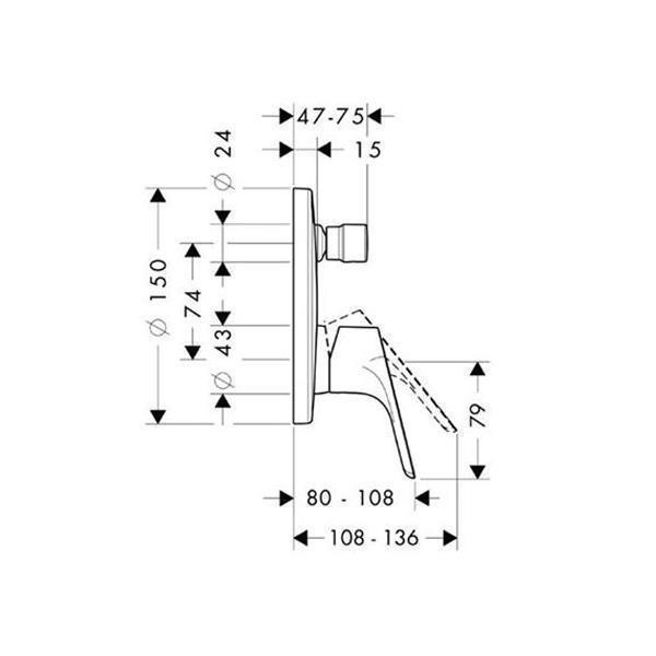 Baterie cada Hansgrohe, Focus, incastrata, crom - 1 | YEO