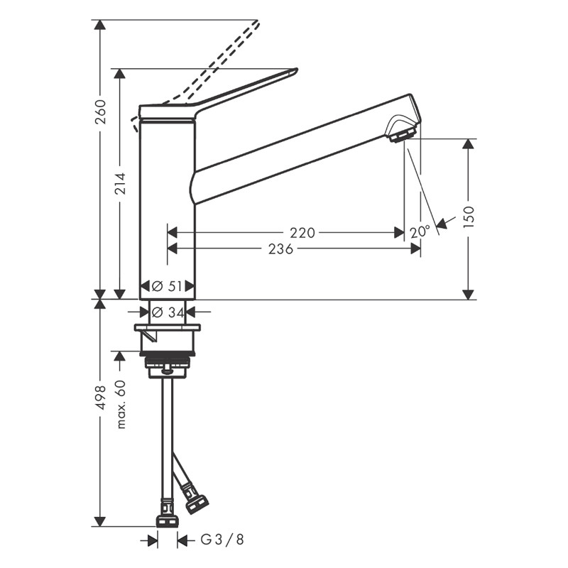 Baterie de bucatarie, Hansgrohe, Zesis M33 150, negru mat - 3 | YEO