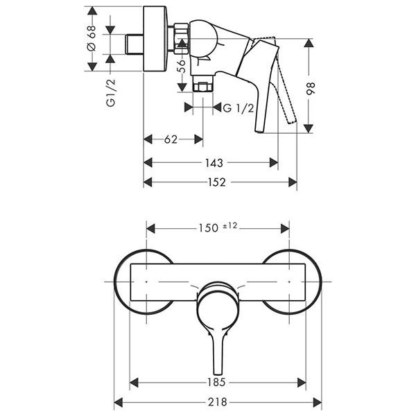 Baterie dus Hansgrohe, Talis S, crom - 1 | YEO