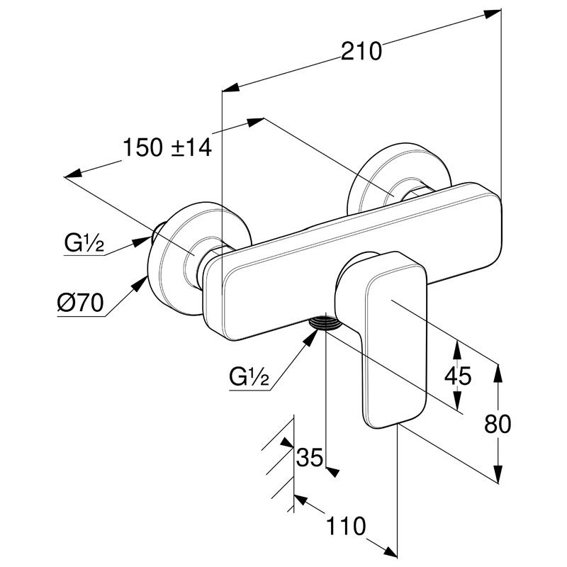 Baterie duș Kludi, Renon, monocoandă, alb mat - 1 | YEO