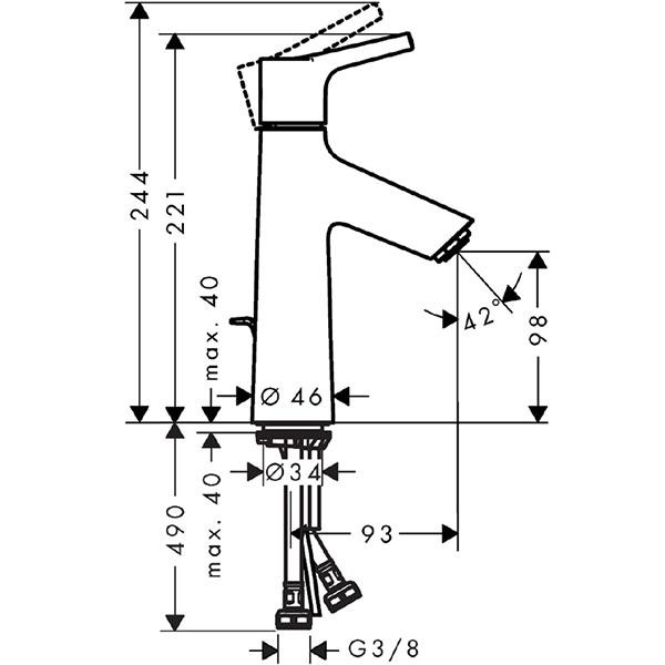 Baterie lavoar cu ventil, Hansgrohe, Talis S 100, Crom - 3 | YEO