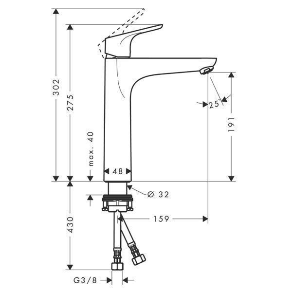 Baterie lavoar fara ventil, Hansgrohe, Focus 190, Crom - 1 | YEO