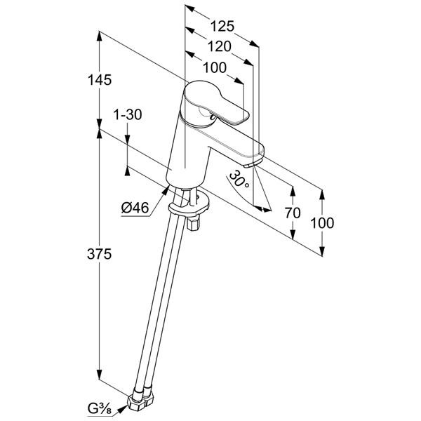 Baterie lavoar Kludi, Pure & Easy, fara ventil, 7 cm, crom - 1 | YEO