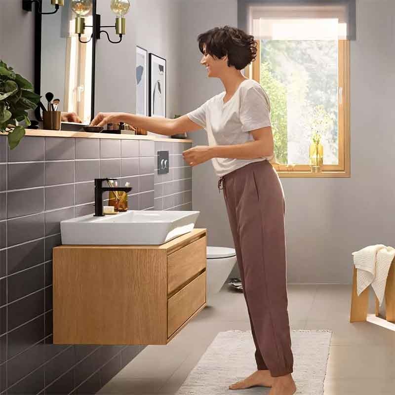 Baterie pentru lavoar Hansgrohe, Rebris E 100, fără ventil, CoolStart, negru mat - 2 | YEO
