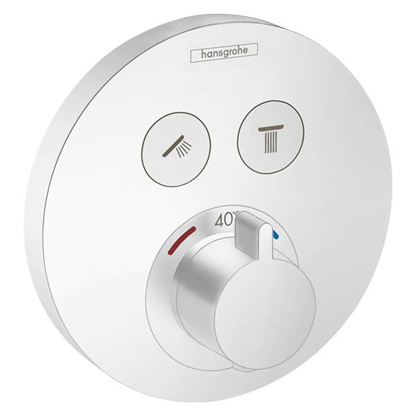Baterie termostatata cu 2 functii, Hansgrohe, ShowerSelect S, alb mat