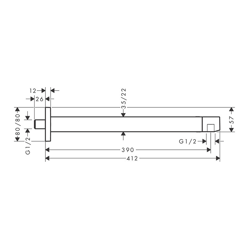 Brat de dus, Hansgrohe, E 39 cm, crom - 3 | YEO