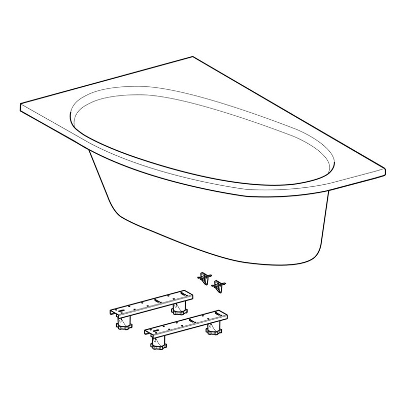 Cada asimetrica pe dreapta, Geberit, Selnova, 160 cm, alb - 1 | YEO