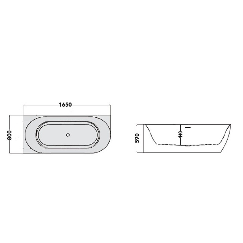 Cadă freestanding Florida, Balu Slim, 165 cm, de colț dreapta, fără bordură, cu instalație completă, alb, WS322AT-R-165 - 3 | YEO