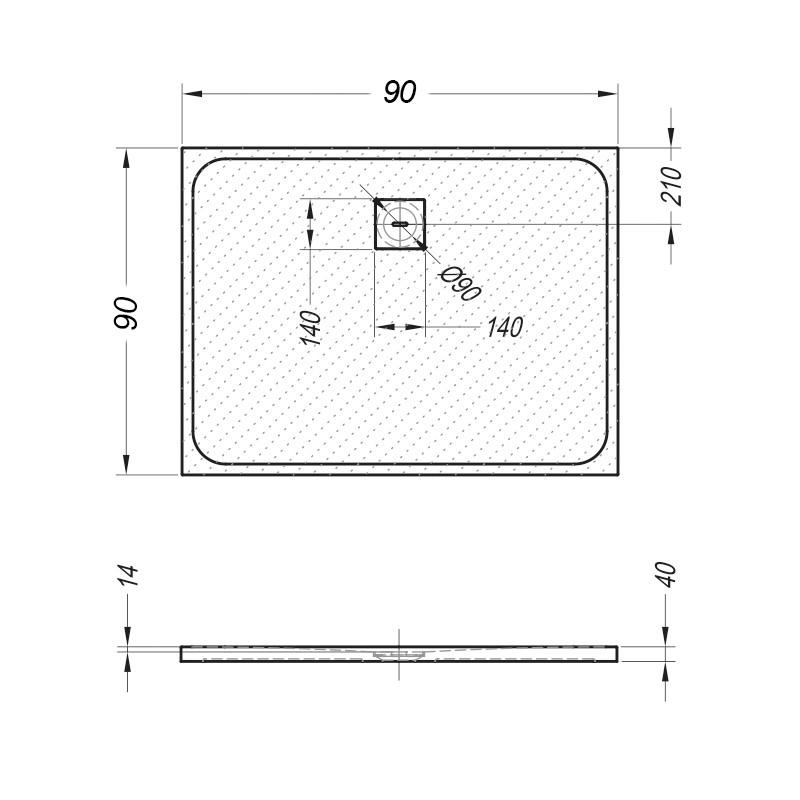 Cadita de dus, Kolpasan, Moonwalk, patrata, 90 x 90 cm, antracit - 1 | YEO