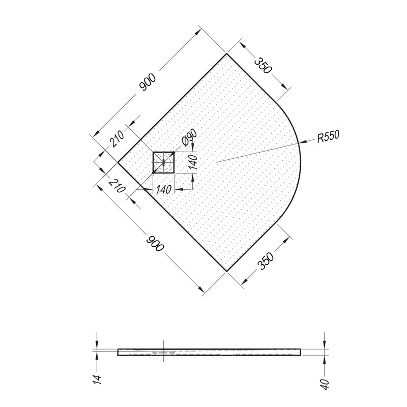 Cadita de dus, Kolpasan, Moonwalk R, semirotunda, 90 x 90 cm, R=55 cm, alb - 2 | YEO