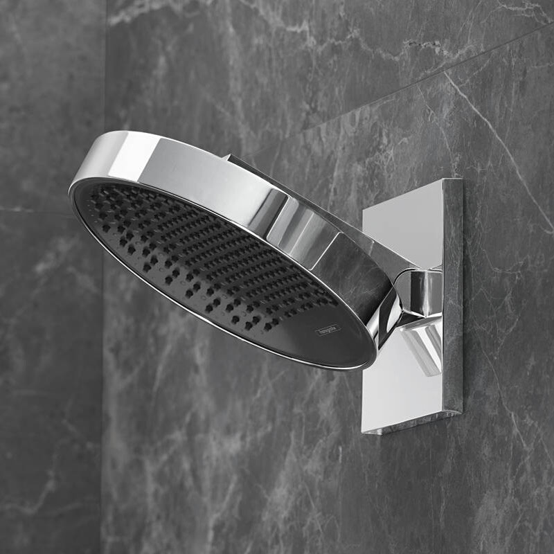Cap dus fix Hansgrohe, Rainfinity 250, cu placa aparenta de conectare la perete, crom - 2 | YEO