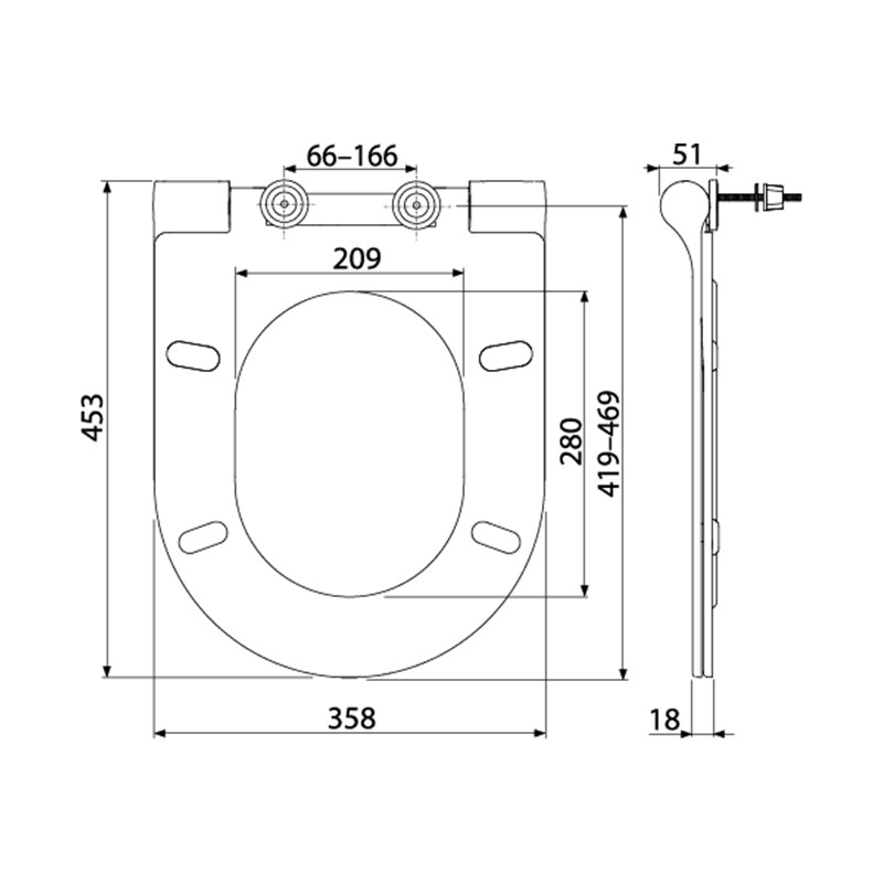Capac WC slim, Alcadrain, soft-close, duroplast, alb - 1 | YEO