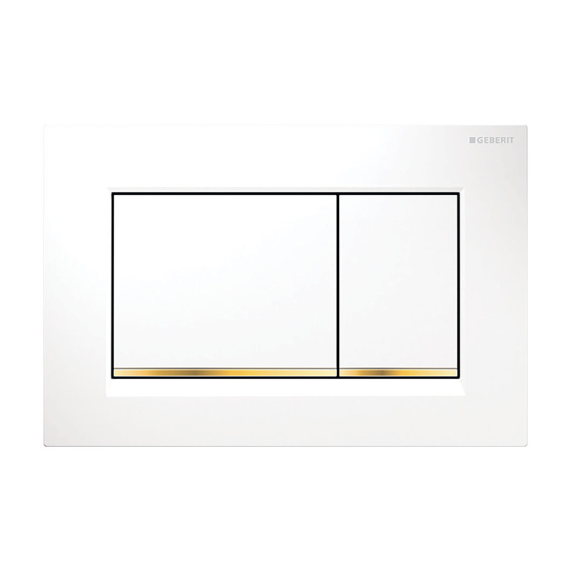 Clapeta cu actionare dubla, Geberit, Sigma30, alb, auriu, lucios