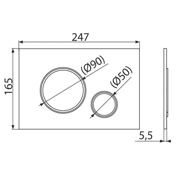 Clapeta de actionare, Alcadrain, crom-lucios/crom-mat - 1 | YEO