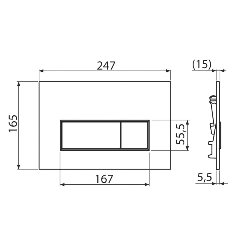 Clapeta de actionare, Alcadrain, Thin, cu doua volume, nickel mat - 1 | YEO