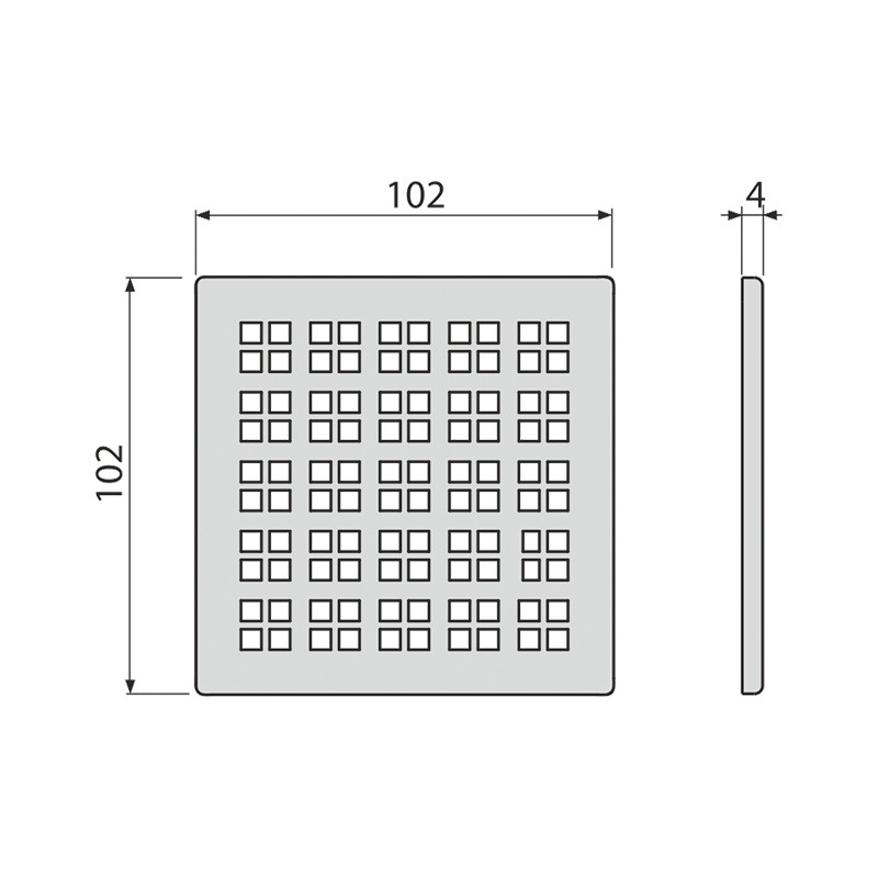 Grătar pentru sifon de pardoseală, Alcadrain, 102 x 102 mm, oțel inoxidabil - 1 | YEO