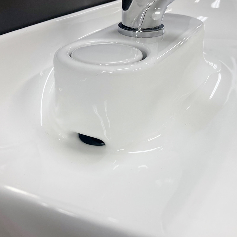 Lavoar pe blat, Fluminia, Pallas-V, 60 cm, dreptunghiular, cu capac pentru ventil, alb - 3 | YEO