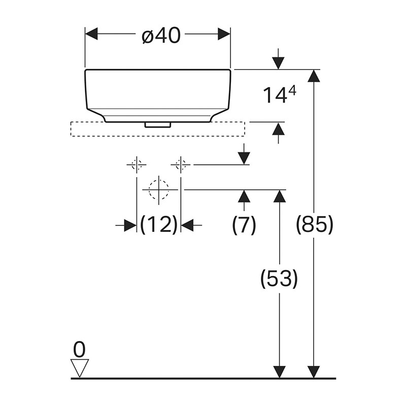 Lavoar pe blat, Geberit, VariForm, rotund, 40 cm, alb - 2 | YEO