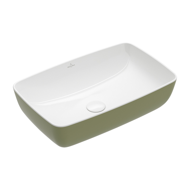 Lavoar pe blat, Villeroy & Boch, Artis, dreptunghiular, 58 x 38,5 cm, sage green