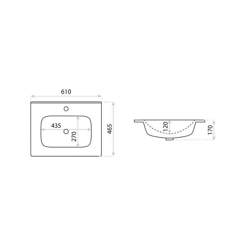 Lavoar pentru mobilier, Spectrum, Manitoba, 60 cm, alb - 3 | YEO