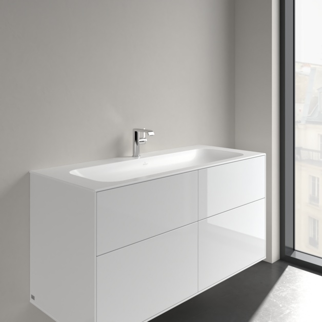 Lavoar pentru mobilier Villeroy & Boch, Finion 120 cm, Ceramic+, cu orificiu baterie, fără preaplin, stone white, 4164C2RW - 3 | YEO