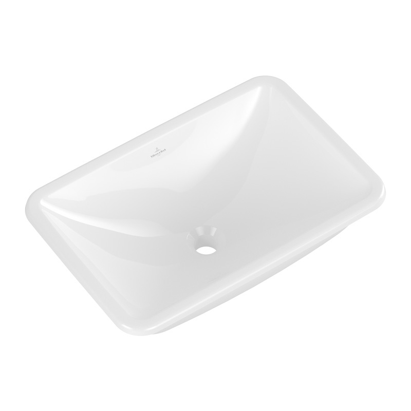 Lavoar sub blat Villeroy & Boch, Loop & Friends, dreptunghiular, fără orificiu baterie și preaplin, alb alpin, 4A570001 - 1 | YEO