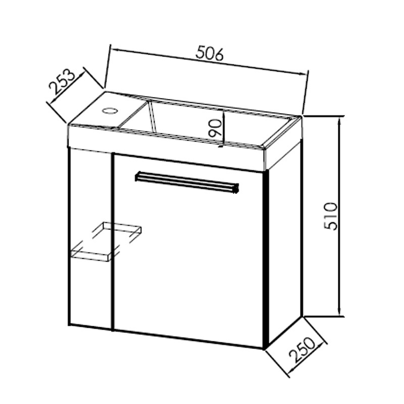 Mobilier cu lavoar de stânga din Kerrock Kolpasan, Kiki 50 cm, alb - 1 | YEO