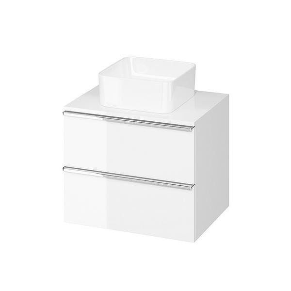 Mobilier suspendat Cersanit, Virgo 60, cu manere cromate, pentru lavoar pe blat, alb