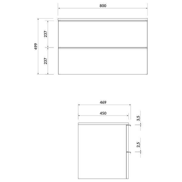 Mobilier suspendat Cersanit, Virgo 80, cu manere cromate, pentru lavoar pe blat, alb - 1 | YEO