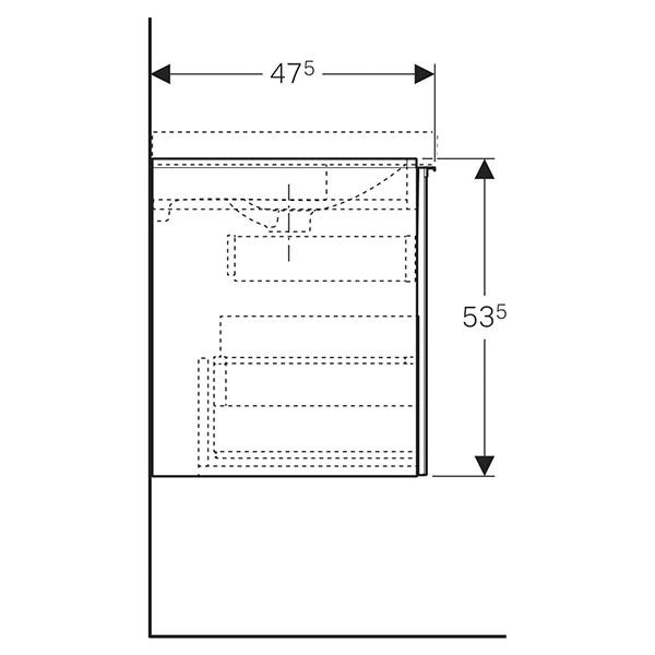 Mobilier suspendat, Geberit, Acanto, pentru lavoar, gri-nisip - 2 | YEO