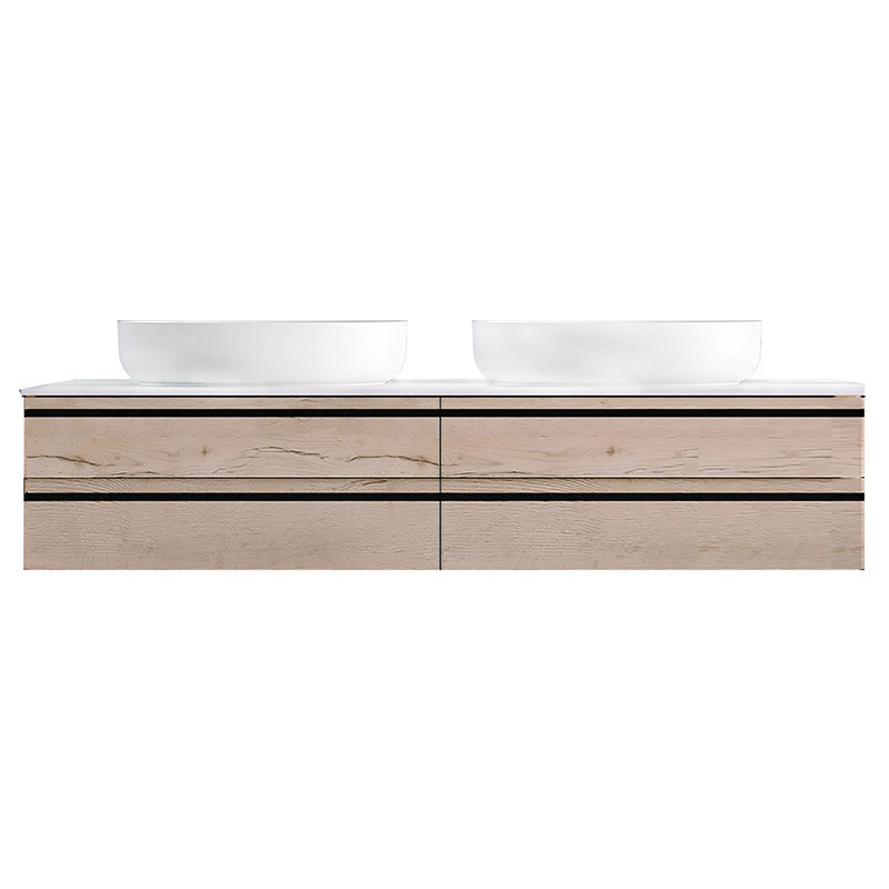 Mobilier suspendat, Kolpasan, Alexis, pentru doua lavoare pe blat 150 cm, Craft Wood - 1 | YEO