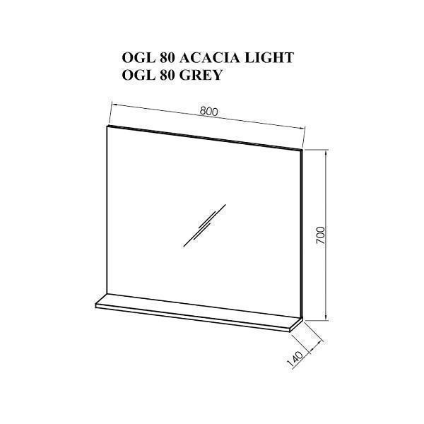 Oglinda dreptunghiulara Kolpasan, Lana II, gri, 80 x 70 cm - 3 | YEO