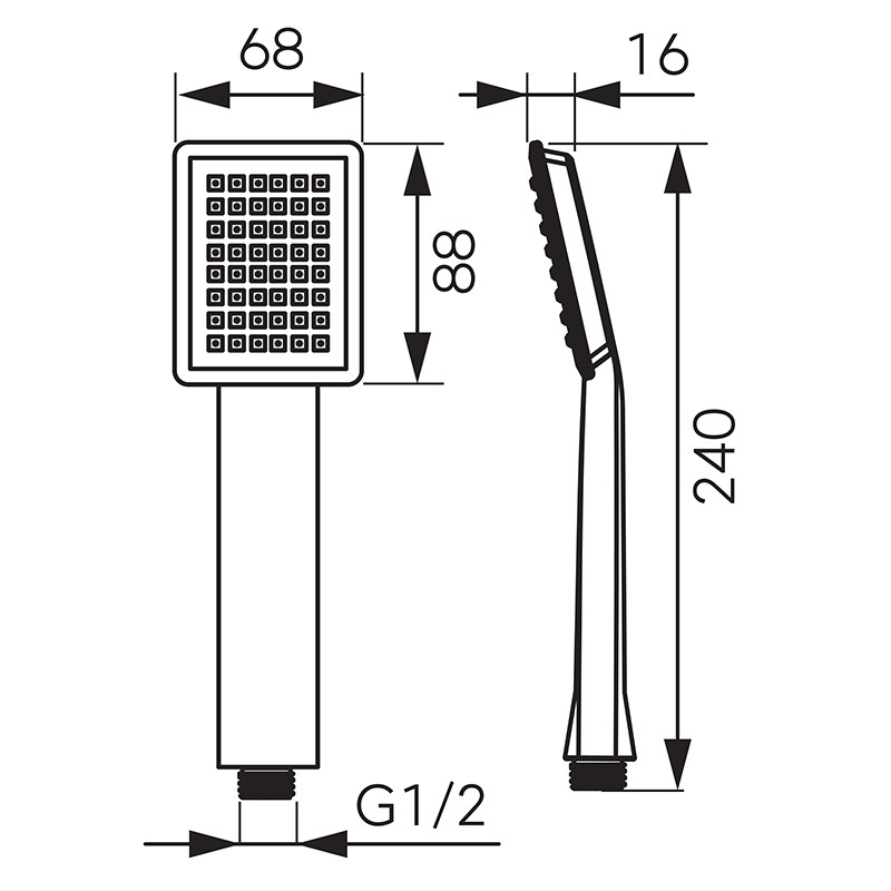 Para de dus, Ferro, Sinus, cu o functie, negru mat - 1 | YEO