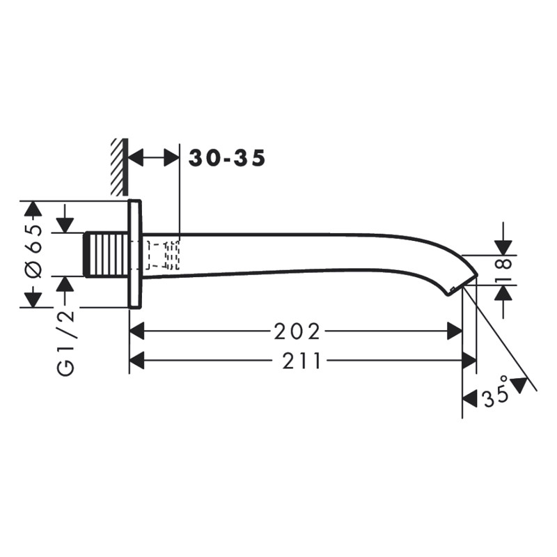 Pipa de umplere pentru cada, Hansgrohe, Vivenis, negru mat - 2 | YEO